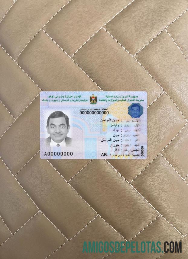 Iraq ID 2022 Present olhar de foto frente exemplo